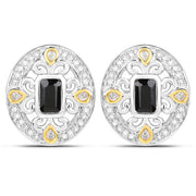 Bids.com 0.93 Carat Genuine Blue Sapphire and White Diamond .925 Sterling Silver Earrings Earrings White Smoke Default Title