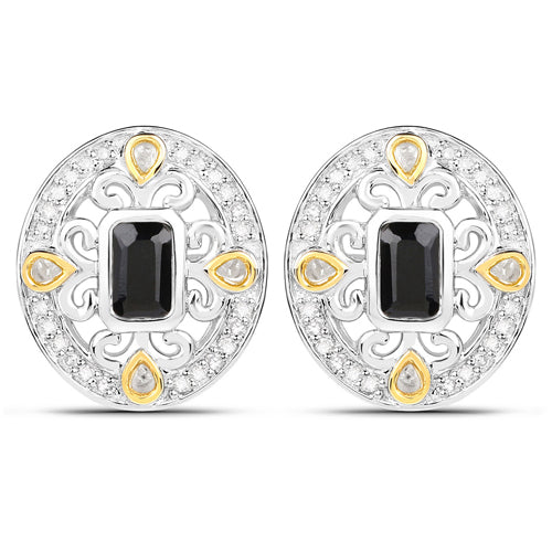 Bids.com 0.93 Carat Genuine Blue Sapphire and White Diamond .925 Sterling Silver Earrings Earrings White Smoke Default Title