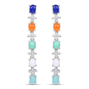 Bids.com 4.40 Carat Genuine Multi Stone .925 Sterling Silver Earrings Earrings White Smoke