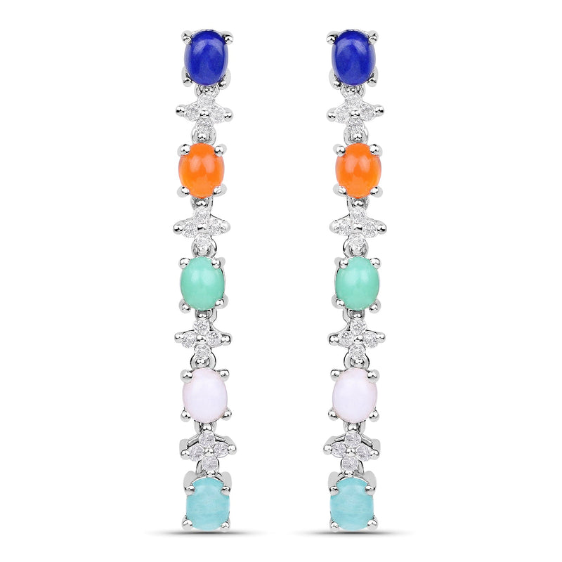 Bids.com 4.40 Carat Genuine Multi Stone .925 Sterling Silver Earrings Earrings White Smoke