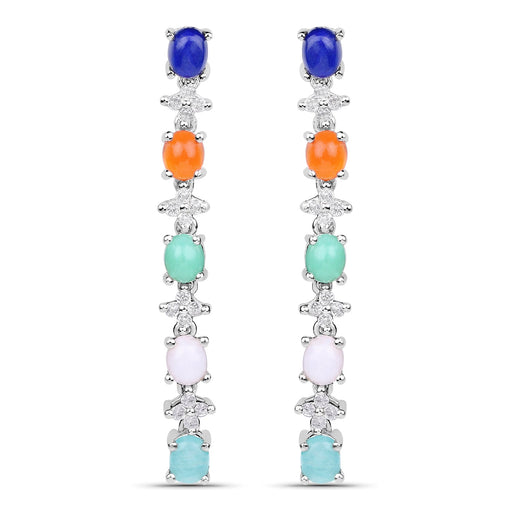 Bids.com 4.40 Carat Genuine Multi Stone .925 Sterling Silver Earrings Earrings White Smoke
