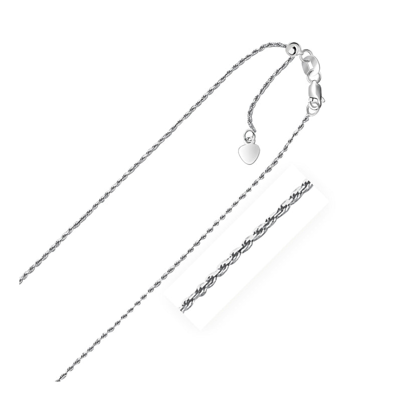 Bids.com 10k White Gold Adjustable Rope Chain 1.0mm Necklaces White Smoke 22 / White Gold