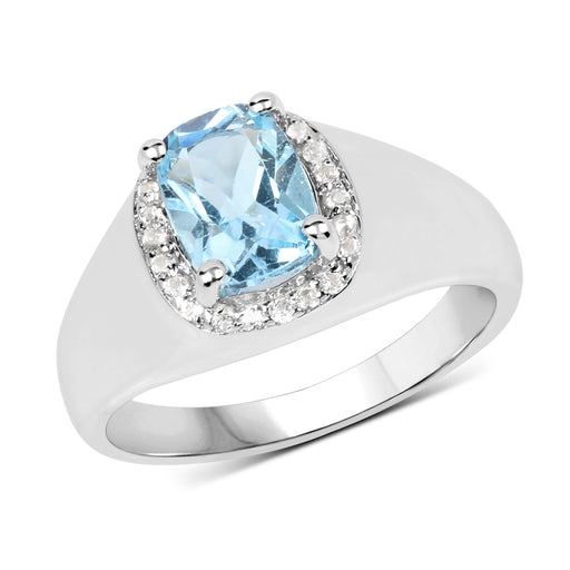 Bids.com 1.62 Carat Genuine Blue Topaz and White Topaz .925 Sterling Silver Ring Rings White Smoke size 8.00,size 6.00,size 7.00,size 5.00,size 9.00
