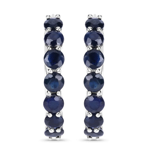 Bids.com 2.66 Carat Genuine Blue Sapphire .925 Sterling Silver Earrings Earrings White Smoke