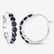 Bids.com 2.66 Carat Genuine Blue Sapphire .925 Sterling Silver Earrings Earrings White Smoke