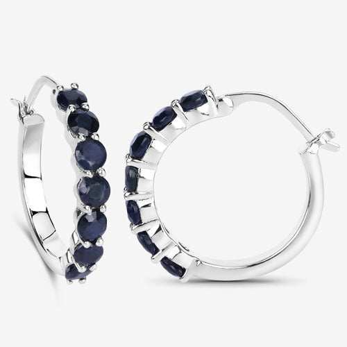 Bids.com 2.66 Carat Genuine Blue Sapphire .925 Sterling Silver Earrings Earrings White Smoke