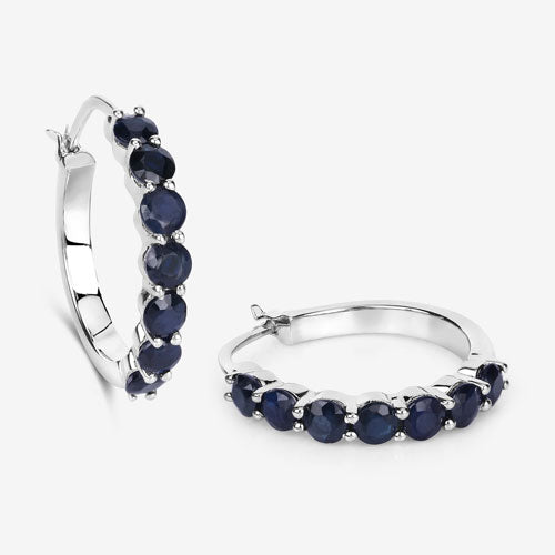 Bids.com 2.66 Carat Genuine Blue Sapphire .925 Sterling Silver Earrings Earrings White Smoke