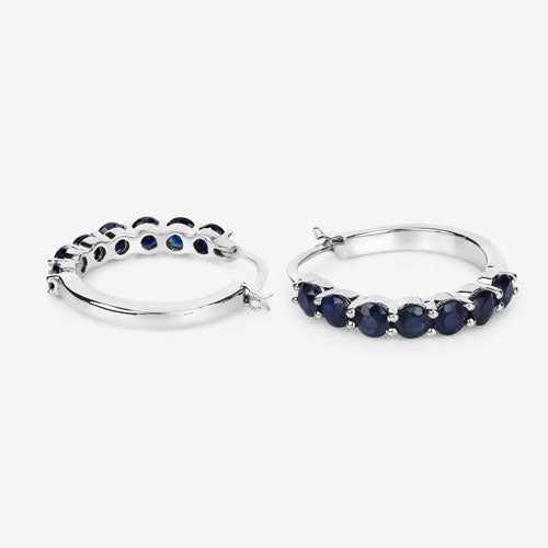 Bids.com 2.66 Carat Genuine Blue Sapphire .925 Sterling Silver Earrings Earrings White Smoke