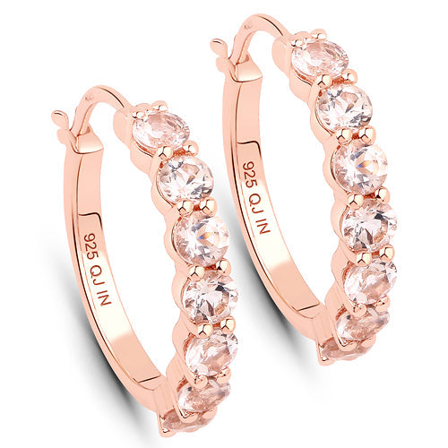 Bids.com 18K Rose Gold Plated 1.68 Carat Genuine Morganite .925 Sterling Silver Earrings Earrings White Smoke Default Title