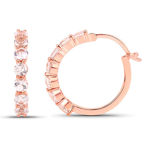 Bids.com 18K Rose Gold Plated 1.68 Carat Genuine Morganite .925 Sterling Silver Earrings Earrings White Smoke
