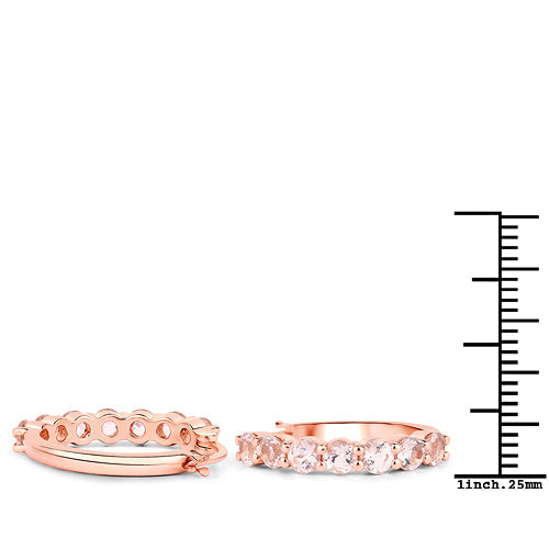 Bids.com 18K Rose Gold Plated 1.68 Carat Genuine Morganite .925 Sterling Silver Earrings Earrings White Smoke