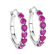 Bids.com 2.80 Carat Genuine Ruby .925 Sterling Silver Earrings Earrings White Smoke Default Title