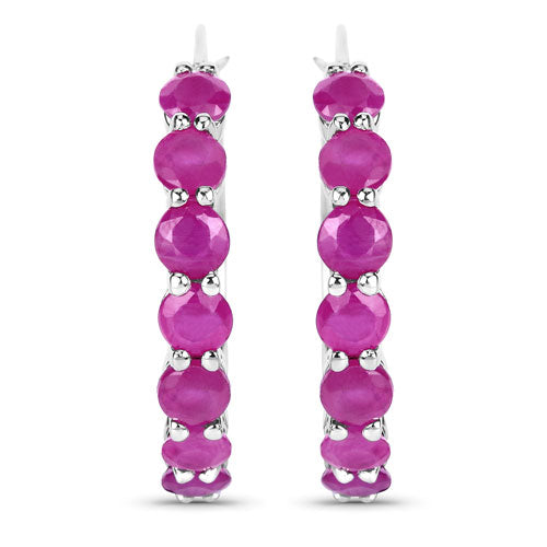 Bids.com 2.80 Carat Genuine Ruby .925 Sterling Silver Earrings Earrings White Smoke
