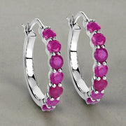 Bids.com 2.80 Carat Genuine Ruby .925 Sterling Silver Earrings Earrings Dark Sea Green