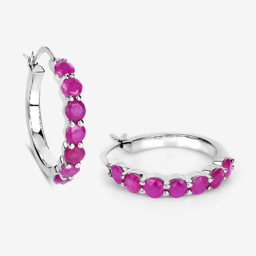Bids.com 2.80 Carat Genuine Ruby .925 Sterling Silver Earrings Earrings White Smoke