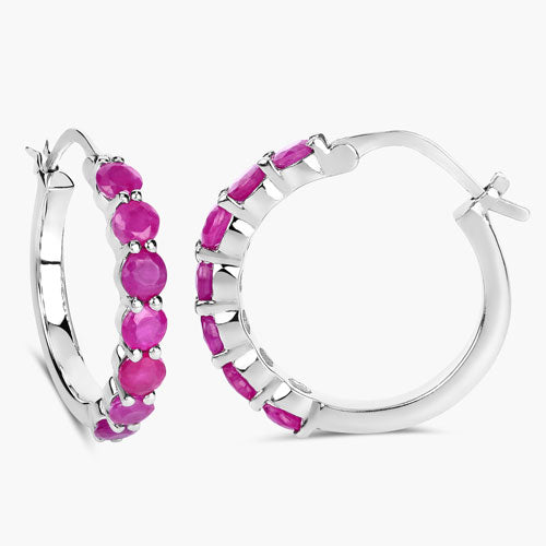 Bids.com 2.80 Carat Genuine Ruby .925 Sterling Silver Earrings Earrings White Smoke