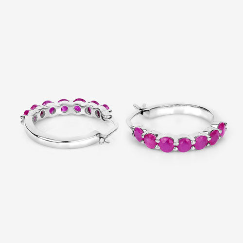 Bids.com 2.80 Carat Genuine Ruby .925 Sterling Silver Earrings Earrings White Smoke