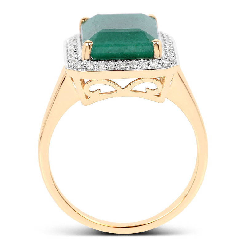 Bids.com 5.71 Carat Dyed Emerald and White Diamond 14K Yellow Gold Ring Rings White Smoke size 6.00,size 7.00,size 8.00,size 10.00,size 10.50,size 5.00,size 9.00,size 8.25