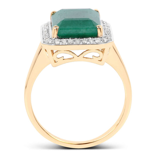 Bids.com 5.71 Carat Dyed Emerald and White Diamond 14K Yellow Gold Ring Rings White Smoke size 6.00,size 7.00,size 8.00,size 10.00,size 10.50,size 5.00,size 9.00,size 8.25