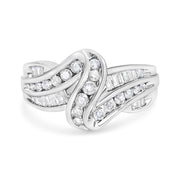 Bids.com 10K White Gold Ring 3/4 Cttw Round and Baguette-Cut Diamond Bypass Ring (H-I Color, I2-I3 Clarity) - Size 6 Rings White Smoke 7 / White.Gold,8 / White.Gold,6 / White.Gold