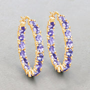 Bids.com 5.10 Carat Genuine Tanzanite .925 Sterling Silver Earrings Earrings Gray