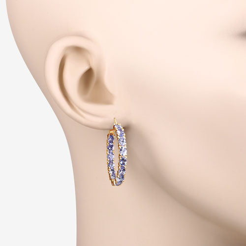 Bids.com 5.10 Carat Genuine Tanzanite .925 Sterling Silver Earrings Earrings White Smoke