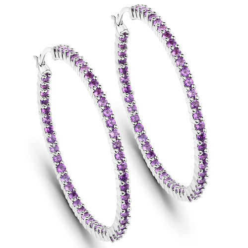 Bids.com 3.00 Carat Genuine Amethyst .925 Sterling Silver Earrings Earrings White Smoke Default Title