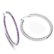 Bids.com 3.00 Carat Genuine Amethyst .925 Sterling Silver Earrings Earrings White Smoke