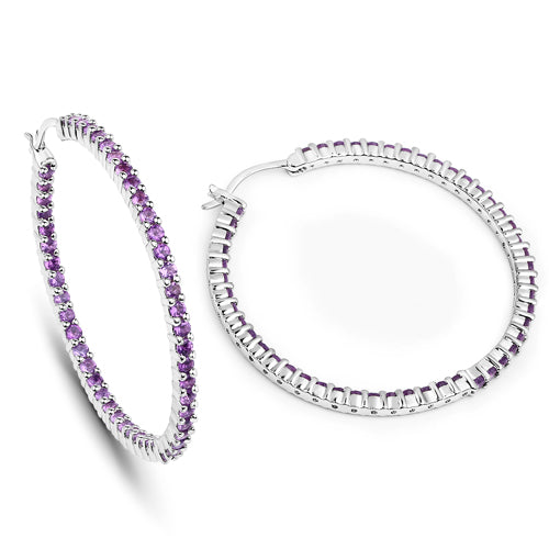 Bids.com 3.00 Carat Genuine Amethyst .925 Sterling Silver Earrings Earrings White Smoke
