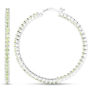 Bids.com 3.50 Carat Genuine Peridot .925 Sterling Silver Earrings Earrings White Smoke
