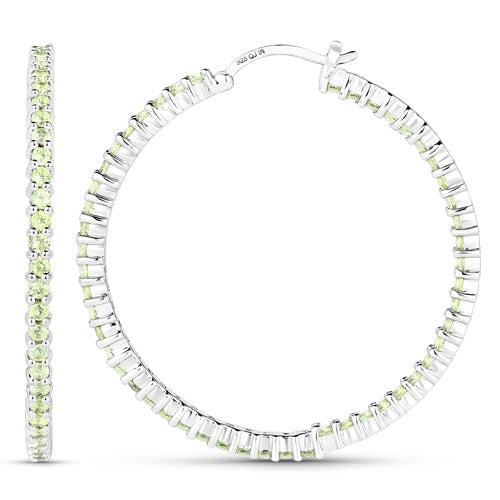 Bids.com 3.50 Carat Genuine Peridot .925 Sterling Silver Earrings Earrings White Smoke