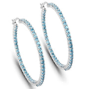 Bids.com 3.60 Carat Genuine Swiss Blue Topaz .925 Sterling Silver Earrings Earrings White Smoke Default Title