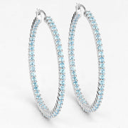Bids.com 3.60 Carat Genuine Swiss Blue Topaz .925 Sterling Silver Earrings Earrings White Smoke