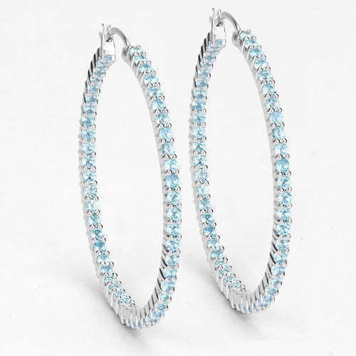 Bids.com 3.60 Carat Genuine Swiss Blue Topaz .925 Sterling Silver Earrings Earrings White Smoke