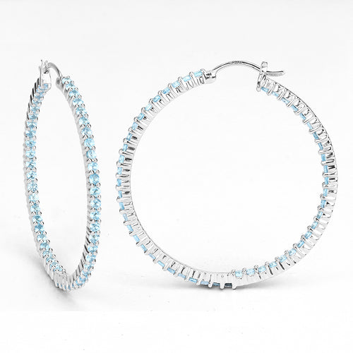 Bids.com 3.60 Carat Genuine Swiss Blue Topaz .925 Sterling Silver Earrings Earrings White Smoke