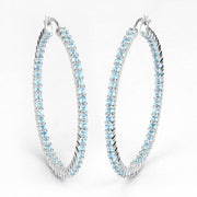 Bids.com 3.60 Carat Genuine Swiss Blue Topaz .925 Sterling Silver Earrings Earrings White Smoke