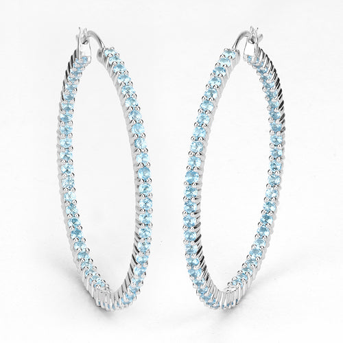 Bids.com 3.60 Carat Genuine Swiss Blue Topaz .925 Sterling Silver Earrings Earrings White Smoke