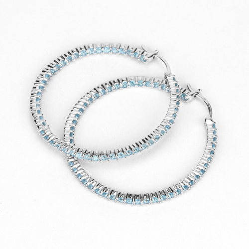 Bids.com 3.60 Carat Genuine Swiss Blue Topaz .925 Sterling Silver Earrings Earrings White Smoke