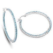 Bids.com 3.60 Carat Genuine Swiss Blue Topaz .925 Sterling Silver Earrings Earrings White Smoke