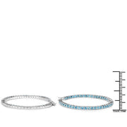 Bids.com 3.60 Carat Genuine Swiss Blue Topaz .925 Sterling Silver Earrings Earrings White Smoke