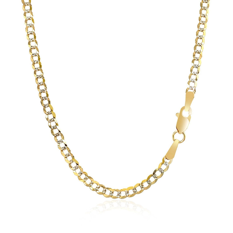 Bids.com 2.6 mm 14k Two Tone Gold Pave Curb Chain Necklaces White Smoke 16 / Two-Tone Gold,18 / Two-Tone Gold,20 / Two-Tone Gold