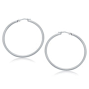 Bids.com 14k White Gold Polished Hoop Earrings (40 mm) Earrings White Smoke White Gold