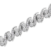 Bids.com .925 Sterling Silver 2.0 Cttw Round-Cut Diamond "S" Link Bracelet (I-J Color, I3 Clarity) - 7.25" Bracelets White Smoke White.Sterling Silver / 7.25