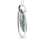 Bids.com .925 Sterling Silver Green Enamel Pendant with 1/2 Cttw Diamond, Sapphire, and Tsavorite Openwork Statement 18" Pendant Necklace (F-G Color, VS1-VS2 Clarity) Necklaces White Smoke White.Sterling Silver / 18