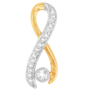 Bids.com 10K Two-Tone Gold 1/5 cttw Diamond Radiant Ribbon Pendant Necklace (H-I, I1-I2) Necklaces White Smoke YellowWhite.Gold / 18