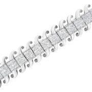 Bids.com 14K White Gold 5.0 Cttw Princess Cut Diamond 7" Invisible Set Wavy S-Link Tennis Bracelet (G-H Color, SI1-SI2 Clarity) Bracelets White Smoke White.Gold / 7