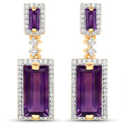 Bids.com 18K Yellow Gold Plated 6.01 Carat Genuine Emerald and White Topaz .925 Sterling Silver Earrings Earrings White Smoke