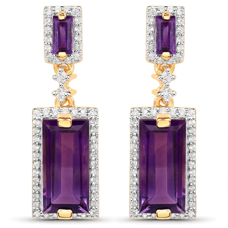 Bids.com 18K Yellow Gold Plated 6.01 Carat Genuine Emerald and White Topaz .925 Sterling Silver Earrings Earrings White Smoke