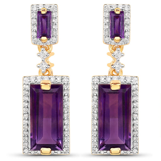 Bids.com 18K Yellow Gold Plated 6.01 Carat Genuine Emerald and White Topaz .925 Sterling Silver Earrings Earrings White Smoke
