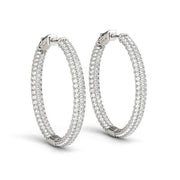 Bids.com 14k White Gold Two Row Pave Set Diamond Hoop Earrings (7 cttw) Earrings White Smoke White Gold